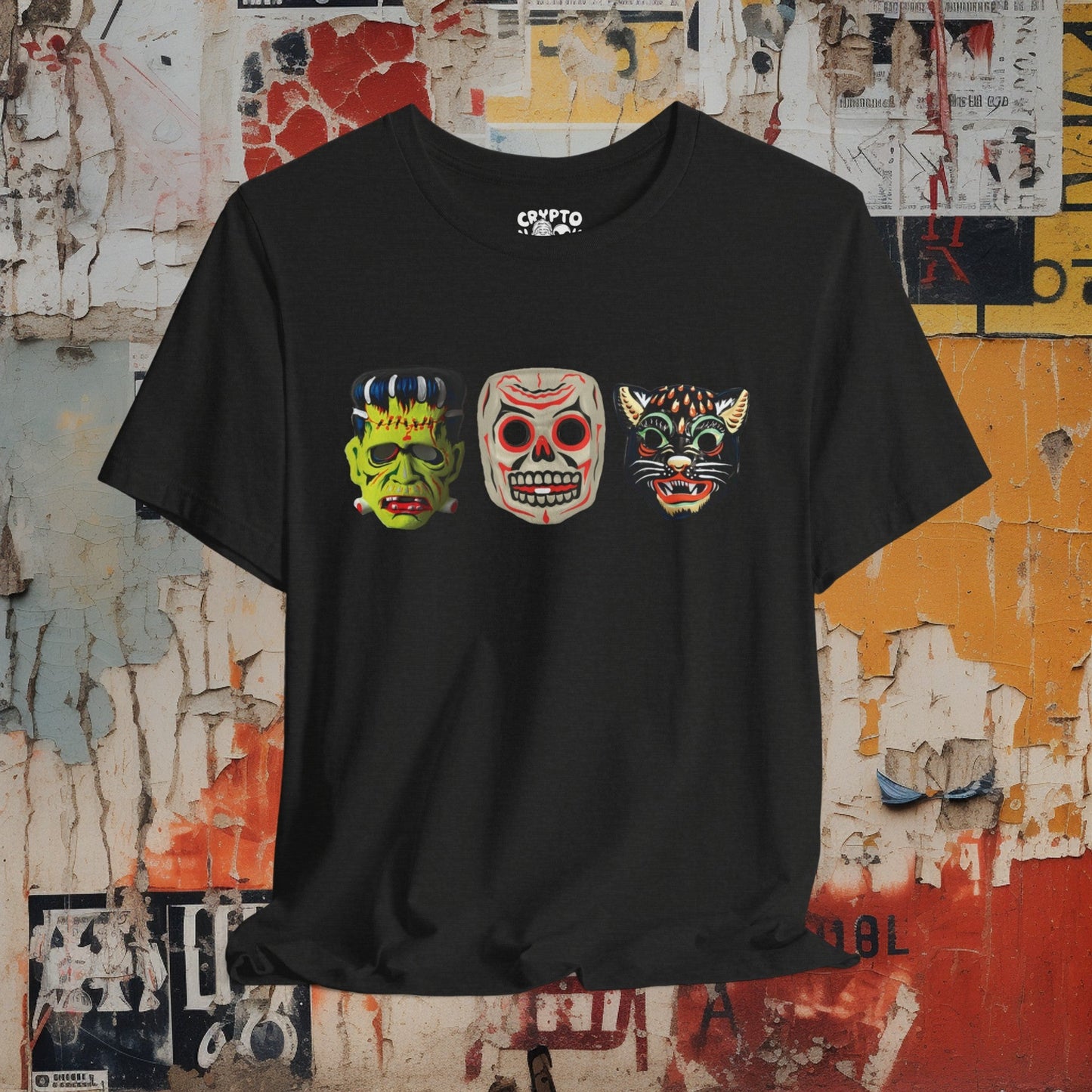 T-Shirt - Halloween Masks | Bella + Canvas Unisex T-shirt from Crypto Zoo Tees