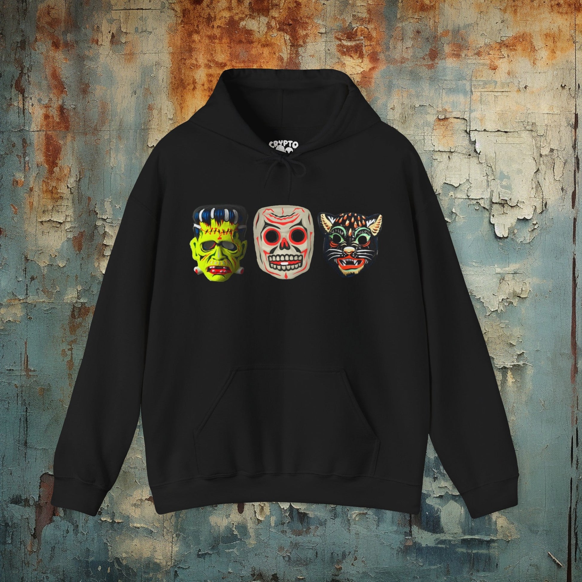 Hoodie - Halloween Masks | Hoodie | Hooded Sweatshirt from Crypto Zoo Tees