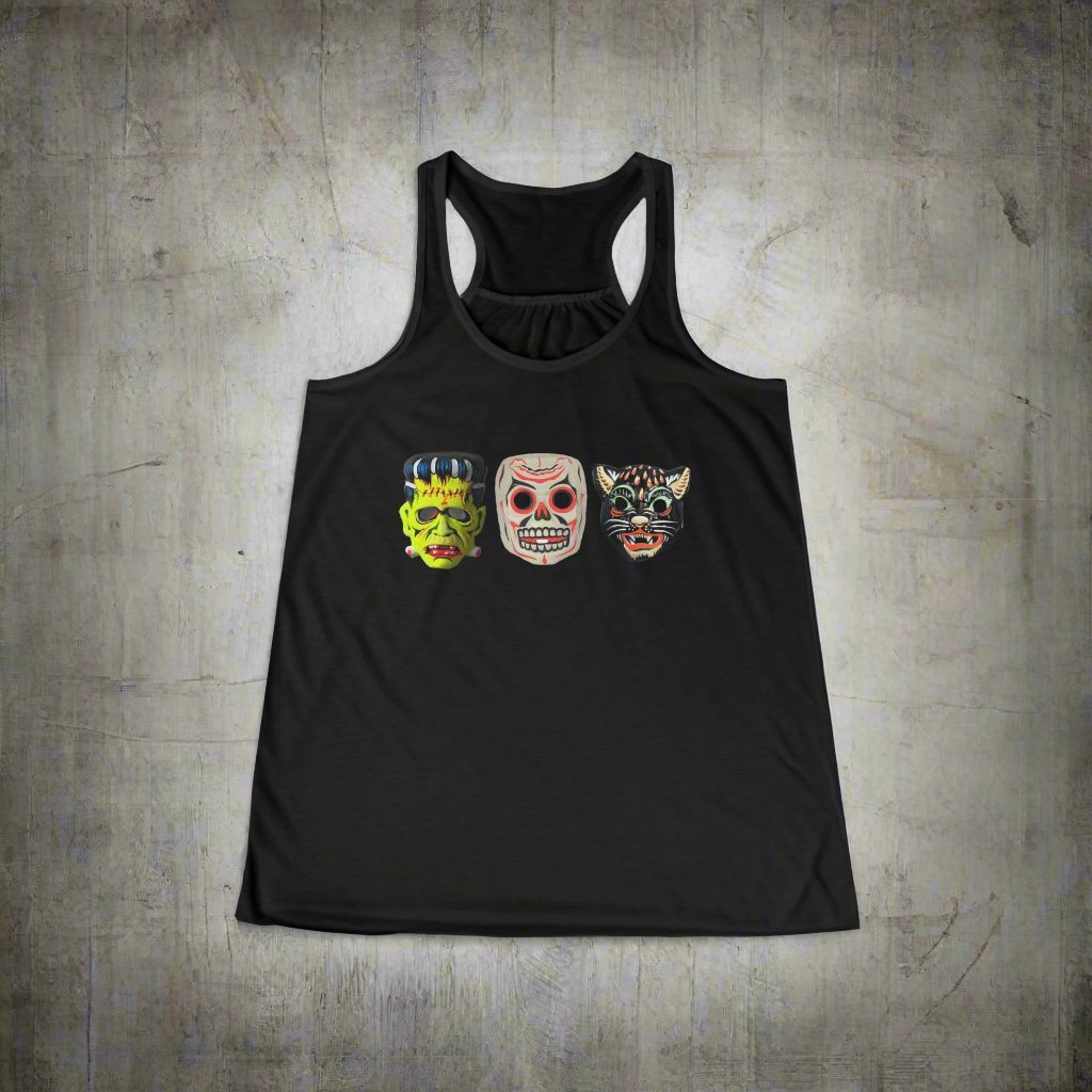 Tank Top - Halloween Masks | Ladies Racerback Tank Top from Crypto Zoo Tees