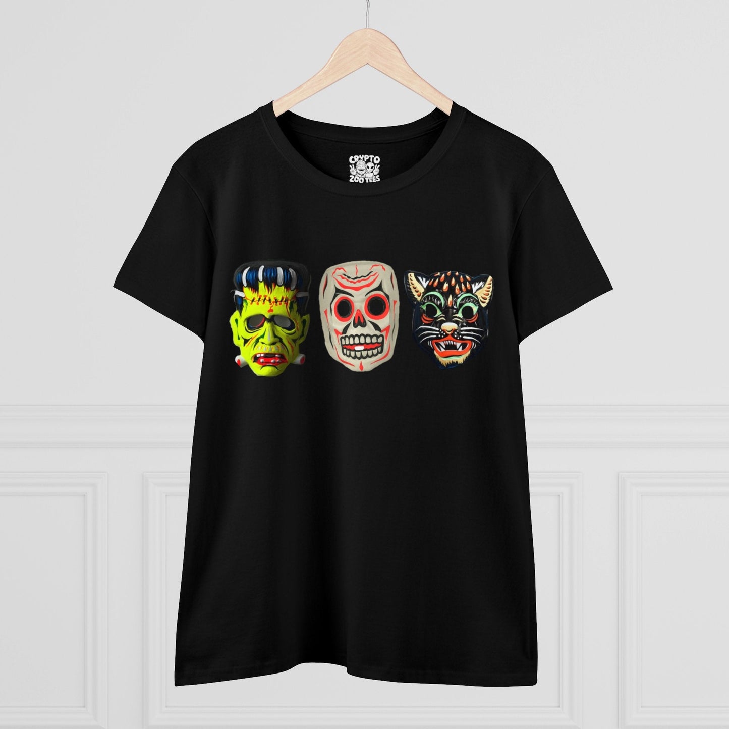 T-Shirt - Halloween Masks | Women's T-Shirt | Cotton Tee from Crypto Zoo Tees