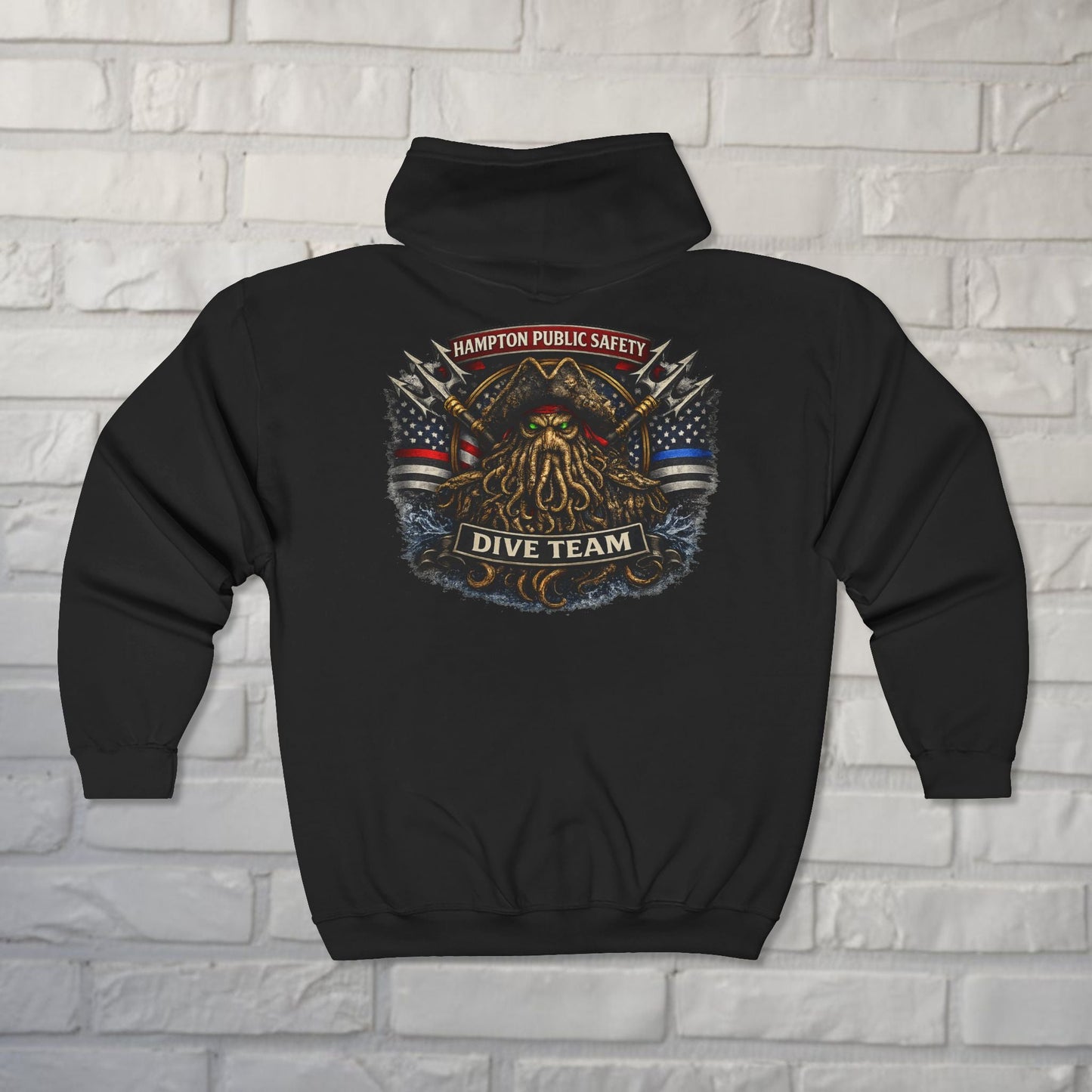 Hoodie - Hampton Dive Team Diver Down Zipper Hoodie from Crypto Zoo Tees