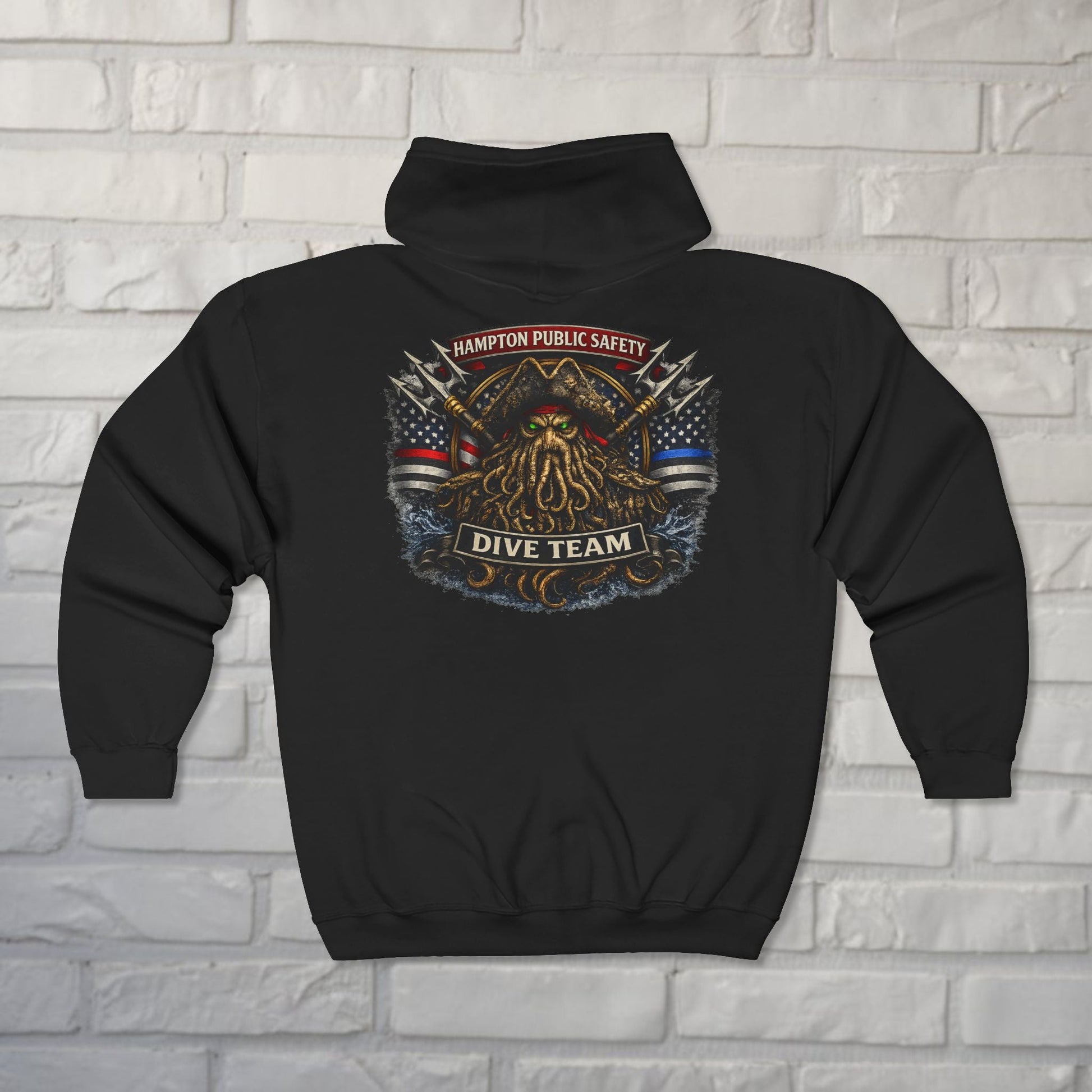 Hoodie - Hampton Dive Team Diver Down Zipper Hoodie from Crypto Zoo Tees