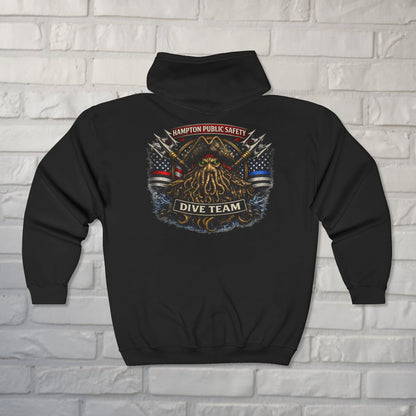 Hoodie - Hampton Dive Team Diver Down Zipper Hoodie from Crypto Zoo Tees
