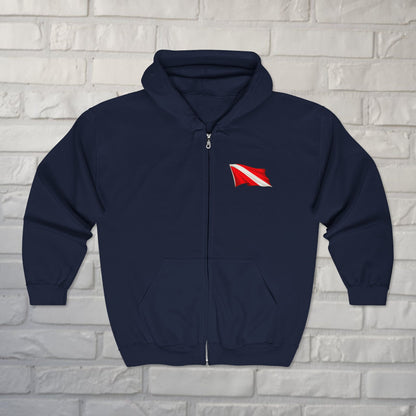 Hoodie - Hampton Dive Team Diver Down Zipper Hoodie from Crypto Zoo Tees