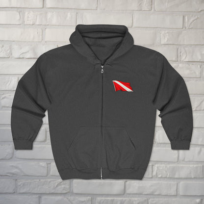 Hoodie - Hampton Dive Team Diver Down Zipper Hoodie from Crypto Zoo Tees