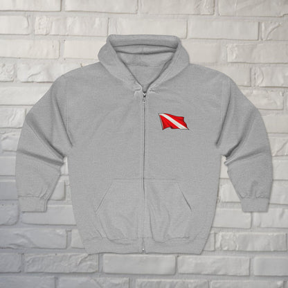 Hoodie - Hampton Dive Team Diver Down Zipper Hoodie from Crypto Zoo Tees