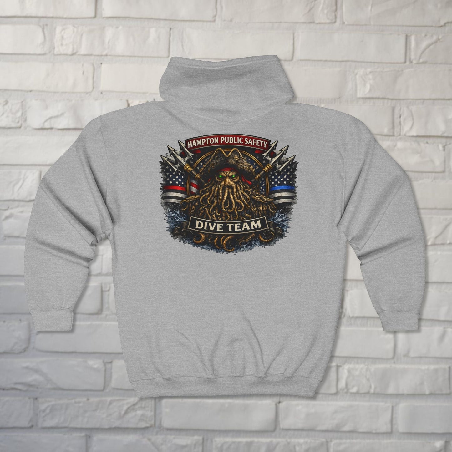 Hoodie - Hampton Dive Team Diver Down Zipper Hoodie from Crypto Zoo Tees