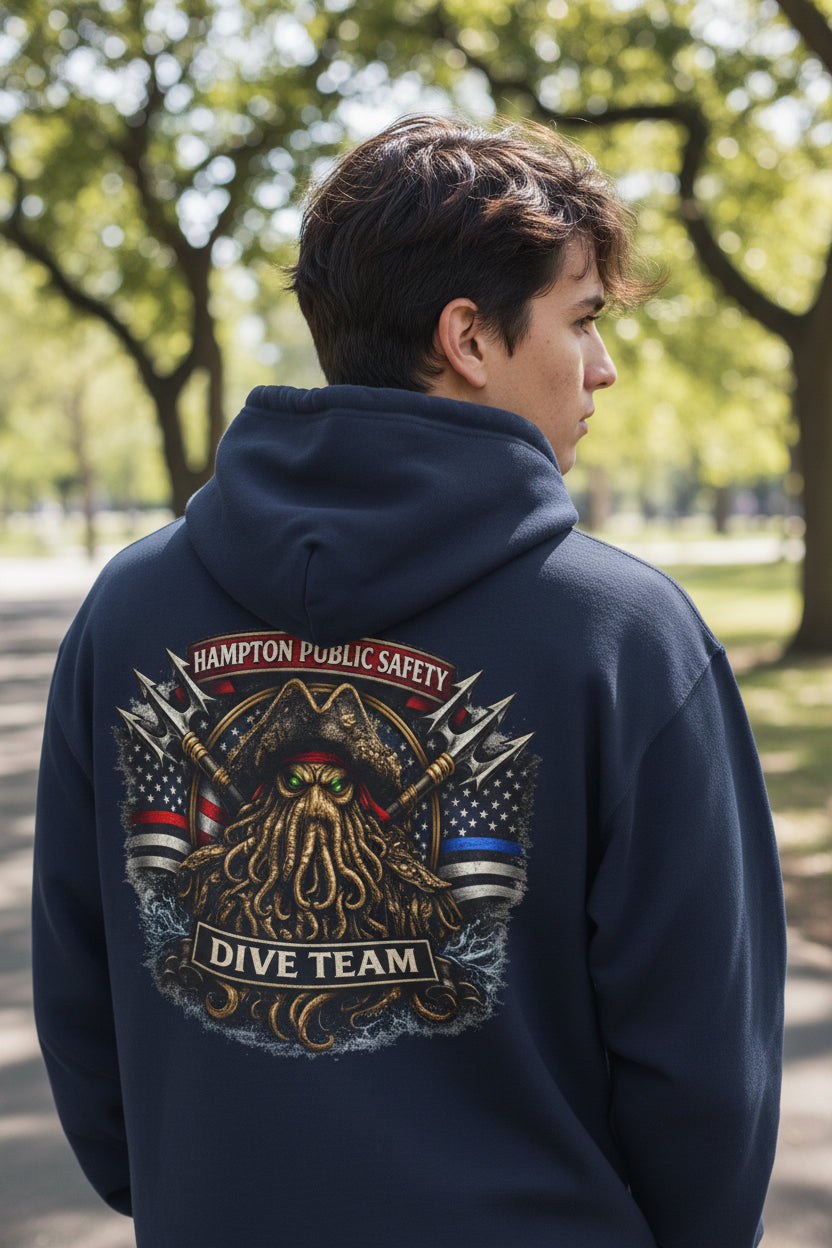 Hoodie - Hampton Dive Team Diver Down Zipper Hoodie from Crypto Zoo Tees
