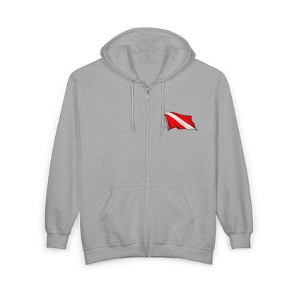 Hoodie - Hampton Dive Team Diver Down Zipper Hoodie from Crypto Zoo Tees