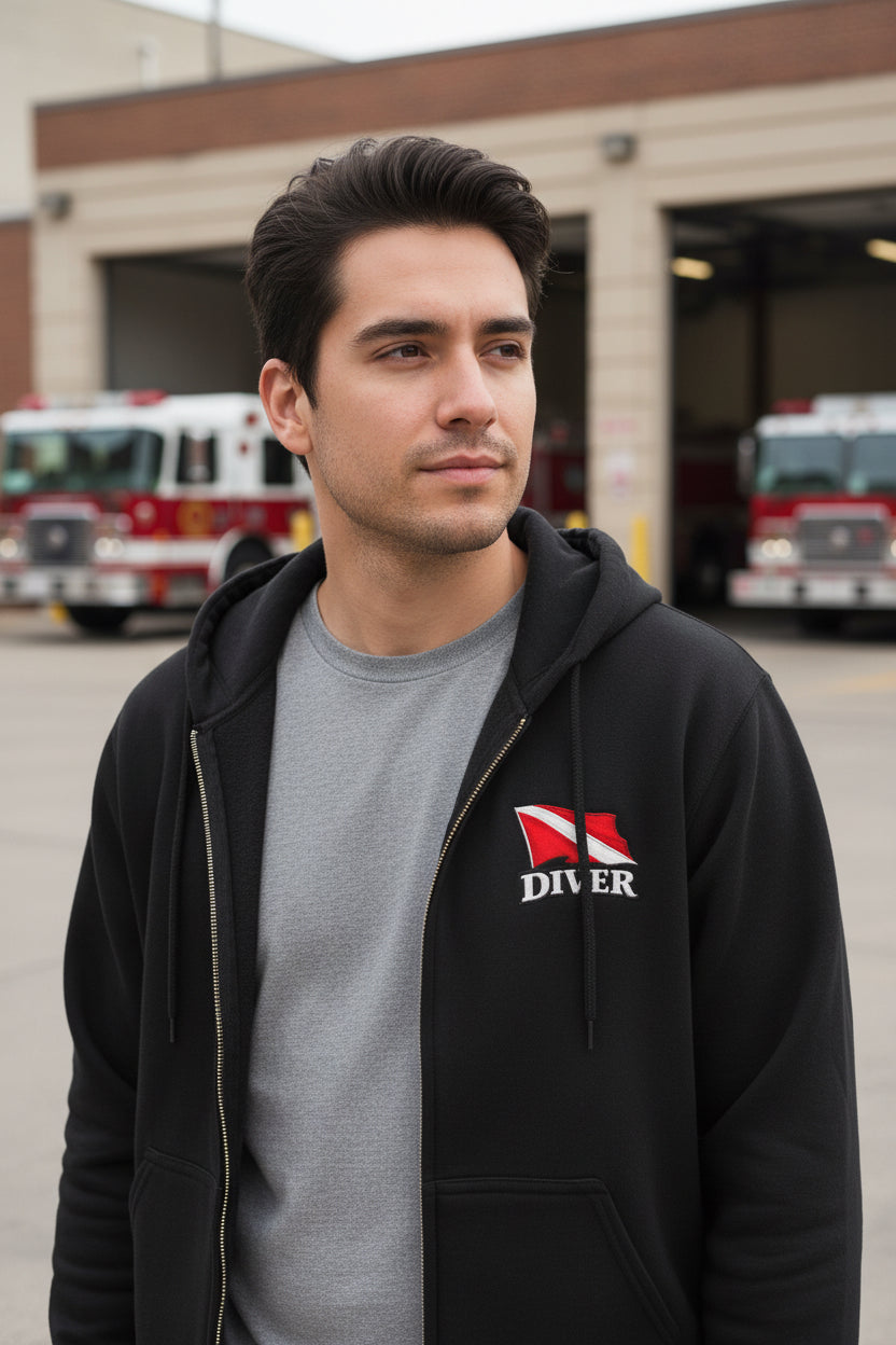 Hoodie - Hampton Dive Team Diver Zipper Hoodie from Crypto Zoo Tees