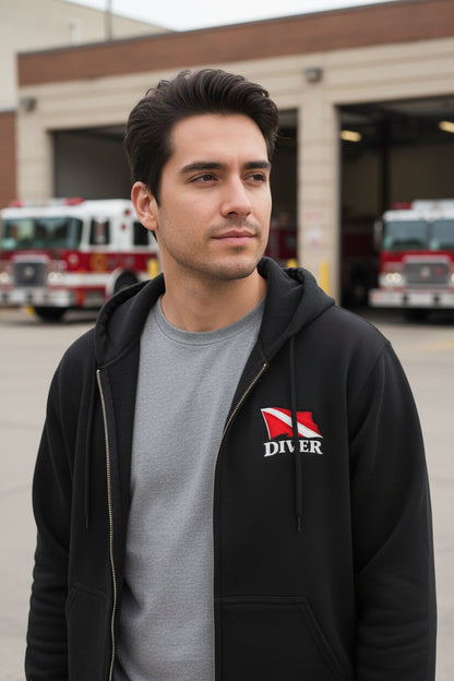 Hoodie - Hampton Dive Team Diver Zipper Hoodie from Crypto Zoo Tees