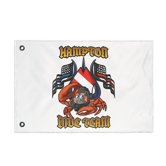Home Decor - Hampton Dive Team Flag — Double - Sided Nautical Dive Flag with Crab & American Flags CUSTOM from Crypto Zoo Tees