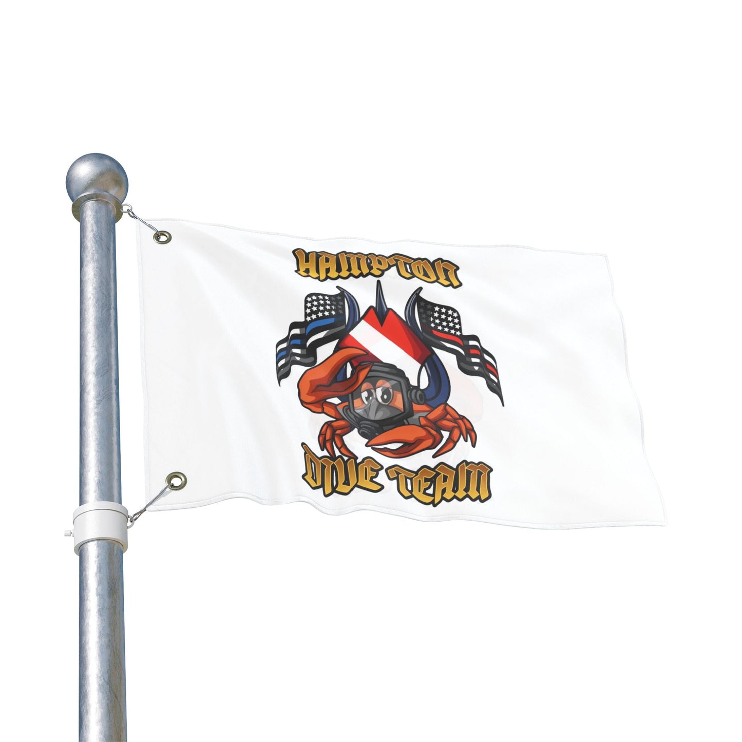 Home Decor - Hampton Dive Team Flag — Double - Sided Nautical Dive Flag with Crab & American Flags CUSTOM from Crypto Zoo Tees