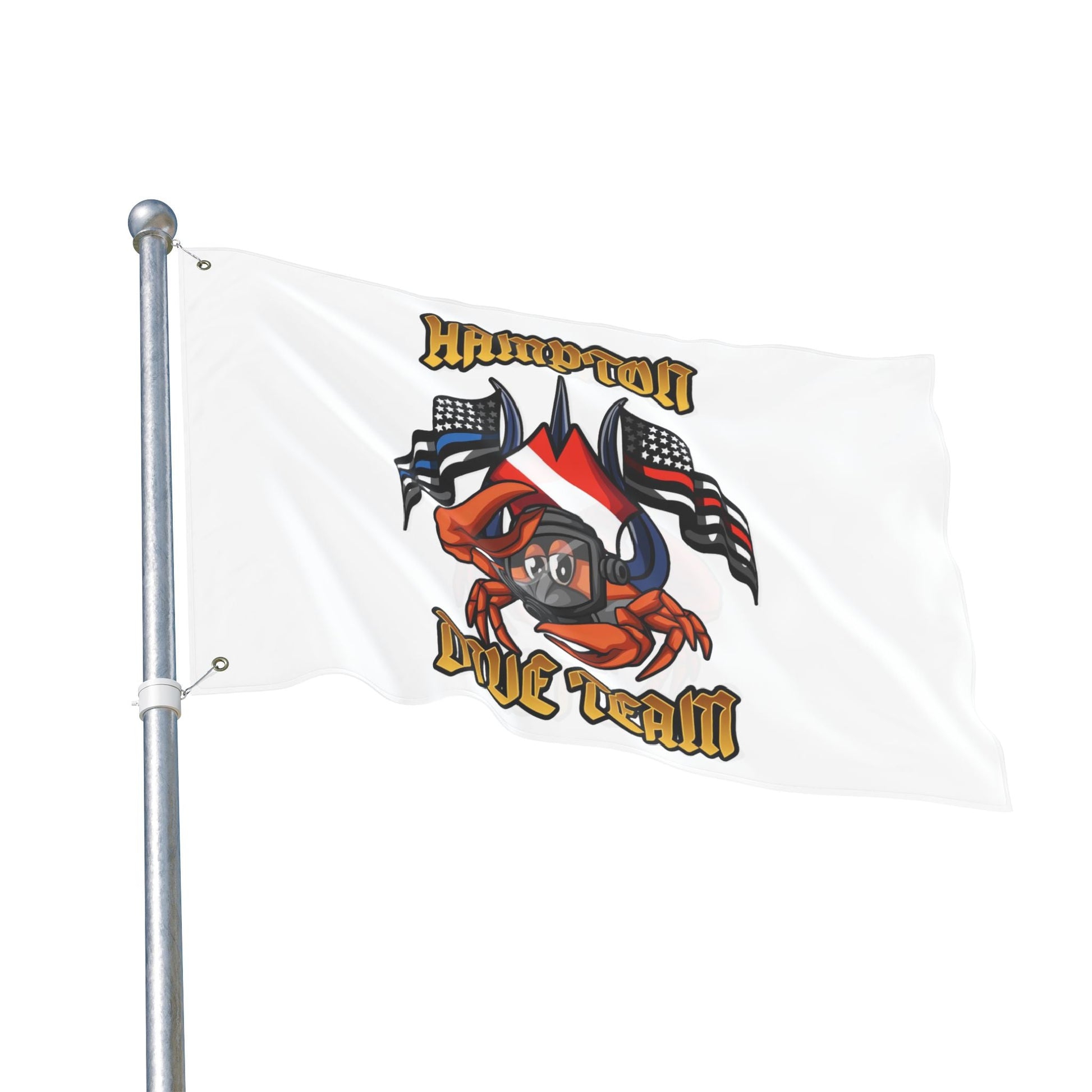 Home Decor - Hampton Dive Team Flag — Double - Sided Nautical Dive Flag with Crab & American Flags CUSTOM from Crypto Zoo Tees