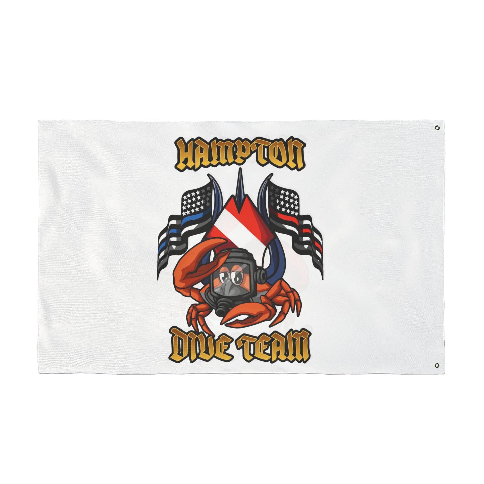 Home Decor - Hampton Dive Team Flag — Double - Sided Nautical Dive Flag with Crab & American Flags CUSTOM from Crypto Zoo Tees
