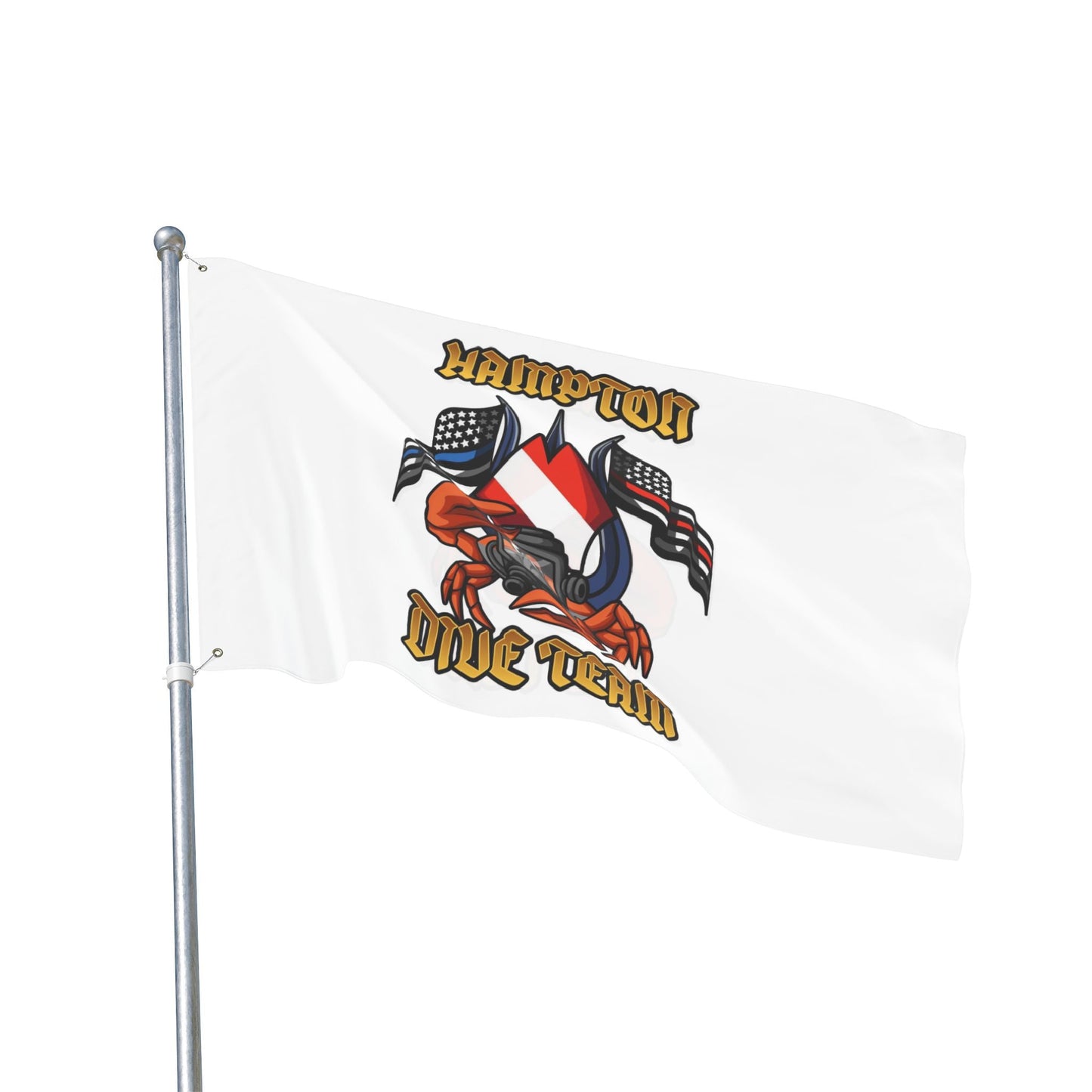 Home Decor - Hampton Dive Team Flag — Double - Sided Nautical Dive Flag with Crab & American Flags CUSTOM from Crypto Zoo Tees