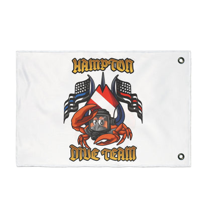 Home Decor - Hampton Dive Team Flag — Double - Sided Nautical Dive Flag with Crab & American Flags CUSTOM from Crypto Zoo Tees