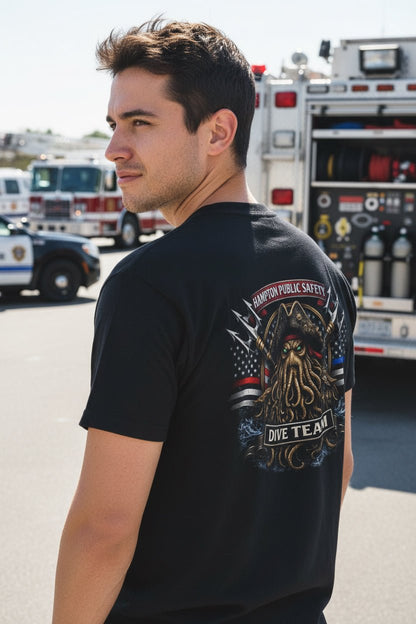 T-Shirt - Hampton Public Saftey Dive Team Flag Shirt - Squid Pirate Tee - Gildan - Hampton Dive Team from Crypto Zoo Tees