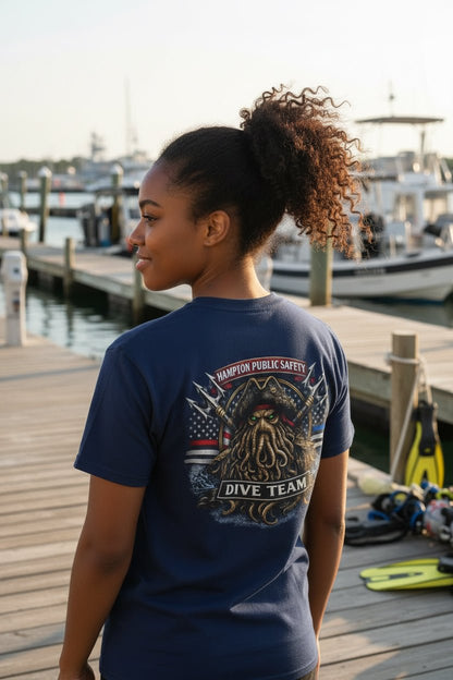 T-Shirt - Hampton Public Saftey Dive Team Flag Shirt - Squid Pirate Tee - Gildan - Hampton Dive Team from Crypto Zoo Tees