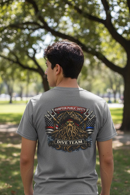 T-Shirt - Hampton Public Saftey Dive Team Flag Shirt - Squid Pirate Tee - Gildan - Hampton Dive Team from Crypto Zoo Tees