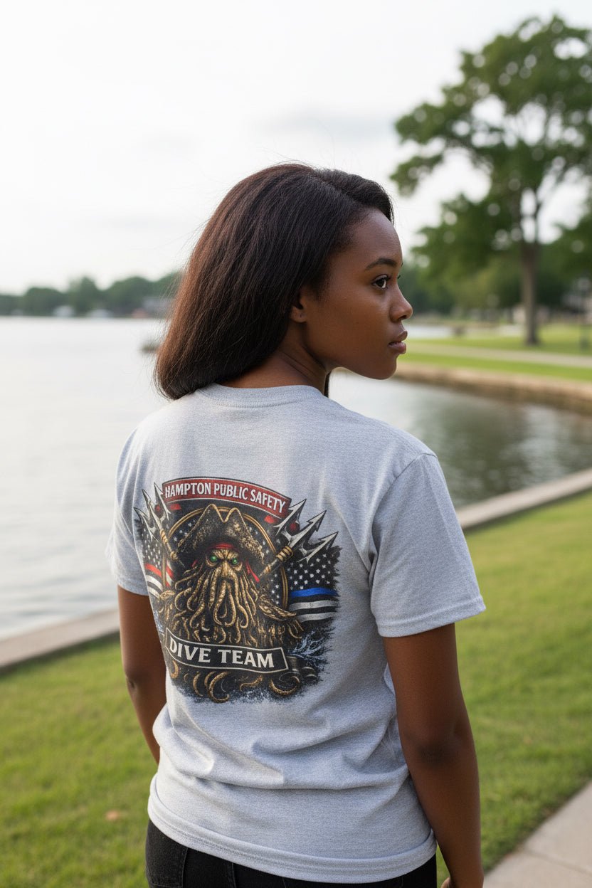 T-Shirt - Hampton Public Saftey Dive Team Flag Shirt - Squid Pirate Tee - Gildan - Hampton Dive Team from Crypto Zoo Tees