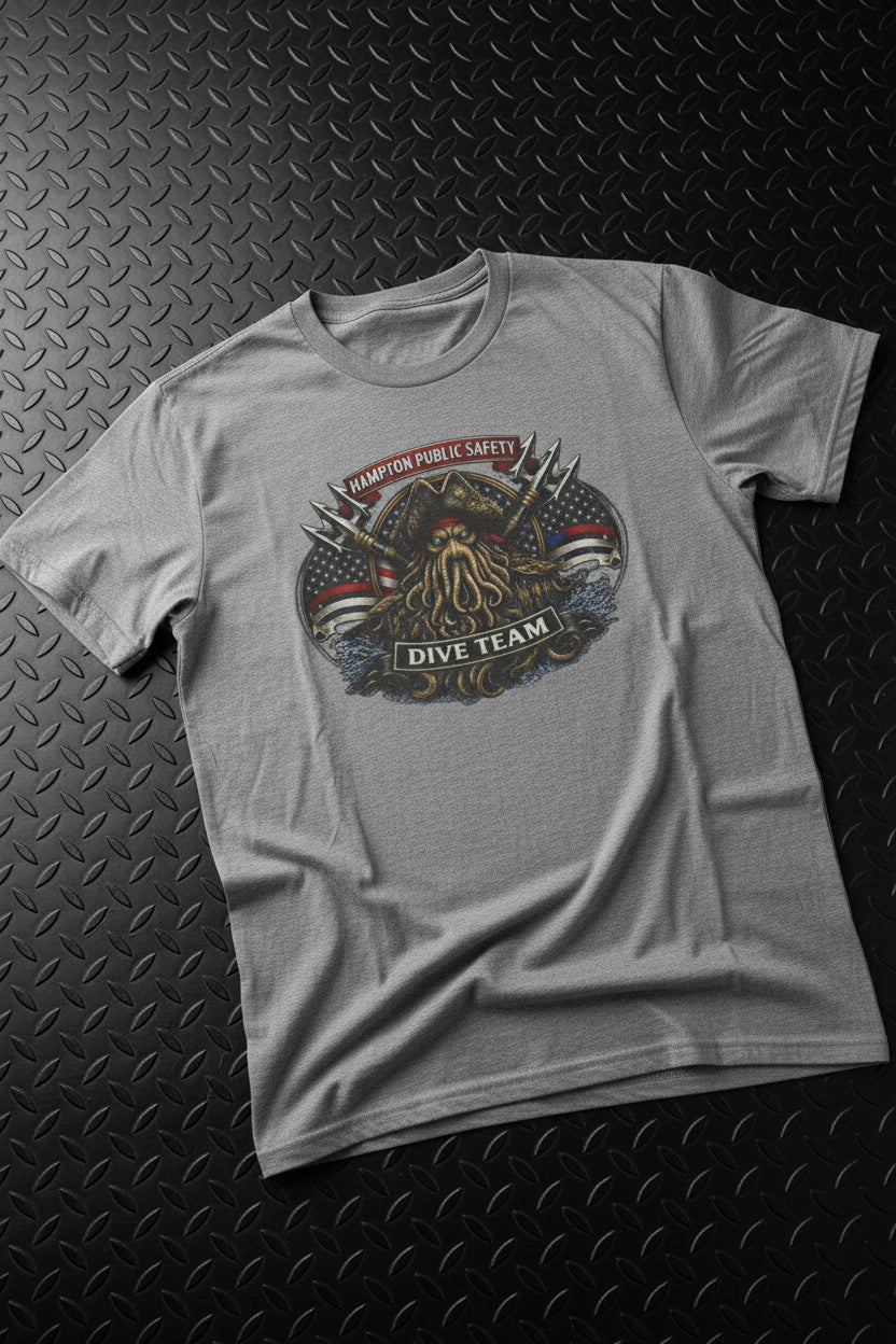T-Shirt - Hampton Public Saftey Dive Team - Squid Pirate Tee - Gildan - Hampton Dive Team from Crypto Zoo Tees