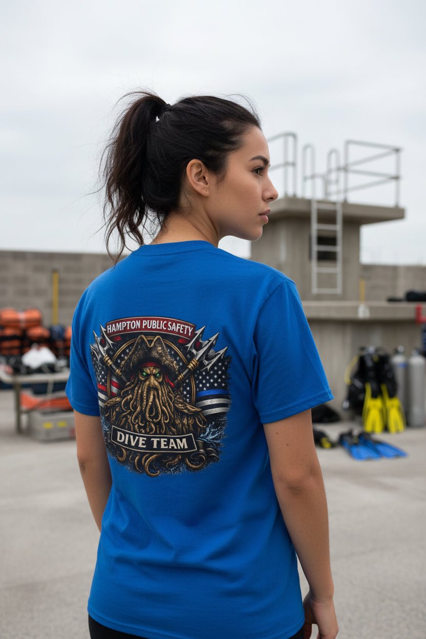 T-Shirt - Hampton Public Saftey Dive Team - Squid Pirate Tee - Gildan - Hampton Dive Team from Crypto Zoo Tees