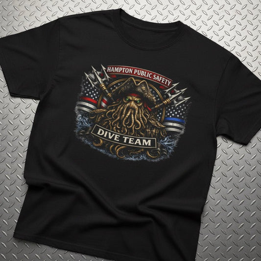 T-Shirt - Hampton Public Saftey Dive Team - Squid Pirate Tee - Gildan - Hampton Dive Team from Crypto Zoo Tees