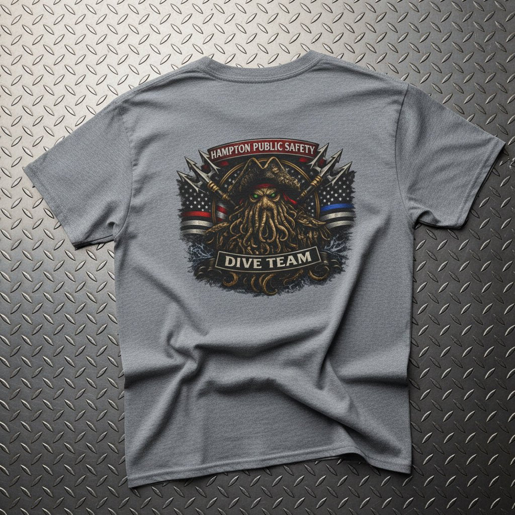 T-Shirt - Hampton Public Saftey Dive Team - Squid Pirate Tee - Gildan - Hampton Dive Team from Crypto Zoo Tees