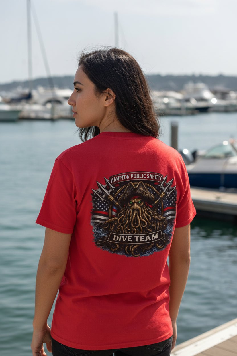T-Shirt - Hampton Public Saftey Dive Team - Squid Pirate Tee - Gildan - Hampton Dive Team from Crypto Zoo Tees