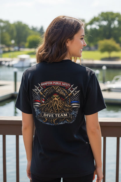 T-Shirt - Hampton Public Saftey Dive Team - Squid Pirate Tee - Gildan - Hampton Dive Team from Crypto Zoo Tees
