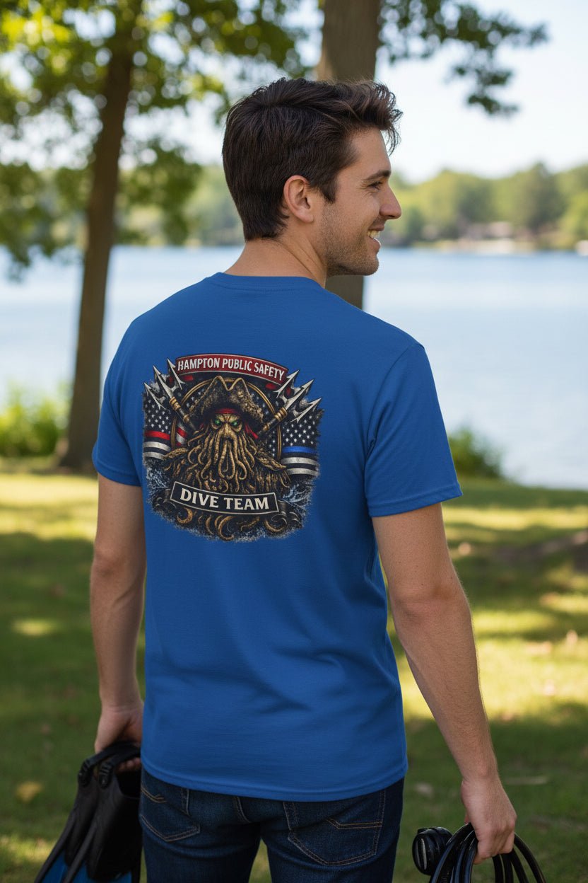 T-Shirt - Hampton Public Saftey Dive Team - Squid Pirate Tee - Gildan - Hampton Dive Team from Crypto Zoo Tees
