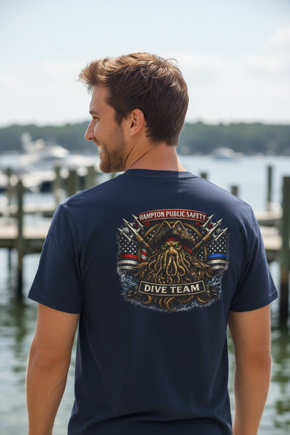 T-Shirt - Hampton Public Saftey Dive Team - Squid Pirate Tee - Gildan - Hampton Dive Team from Crypto Zoo Tees
