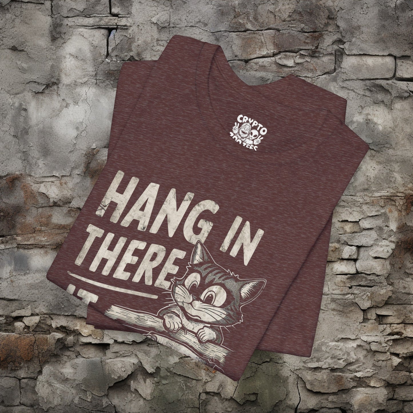 T-Shirt - Hang In There It Gets Worse Demotivational Cat Tee | Bella + Canvas Unisex T-shirt from Crypto Zoo Tees