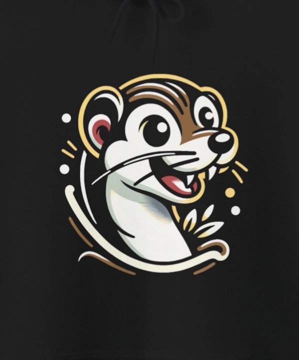 Hoodie - Happy Weasel Hooded Sweatshirt | Old School American Traditional Tattoo Style Design | Unique Tattoo Art Apparel from Crypto Zoo Tees