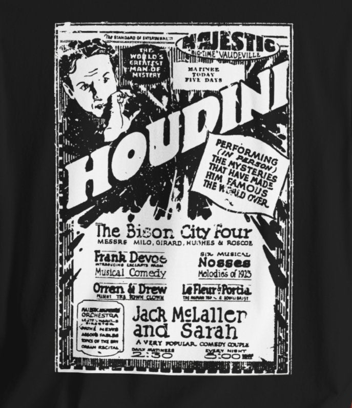 T-Shirt - Harry Houdini | Live Poster | Bella + Canvas Unisex T-shirt from Crypto Zoo Tees