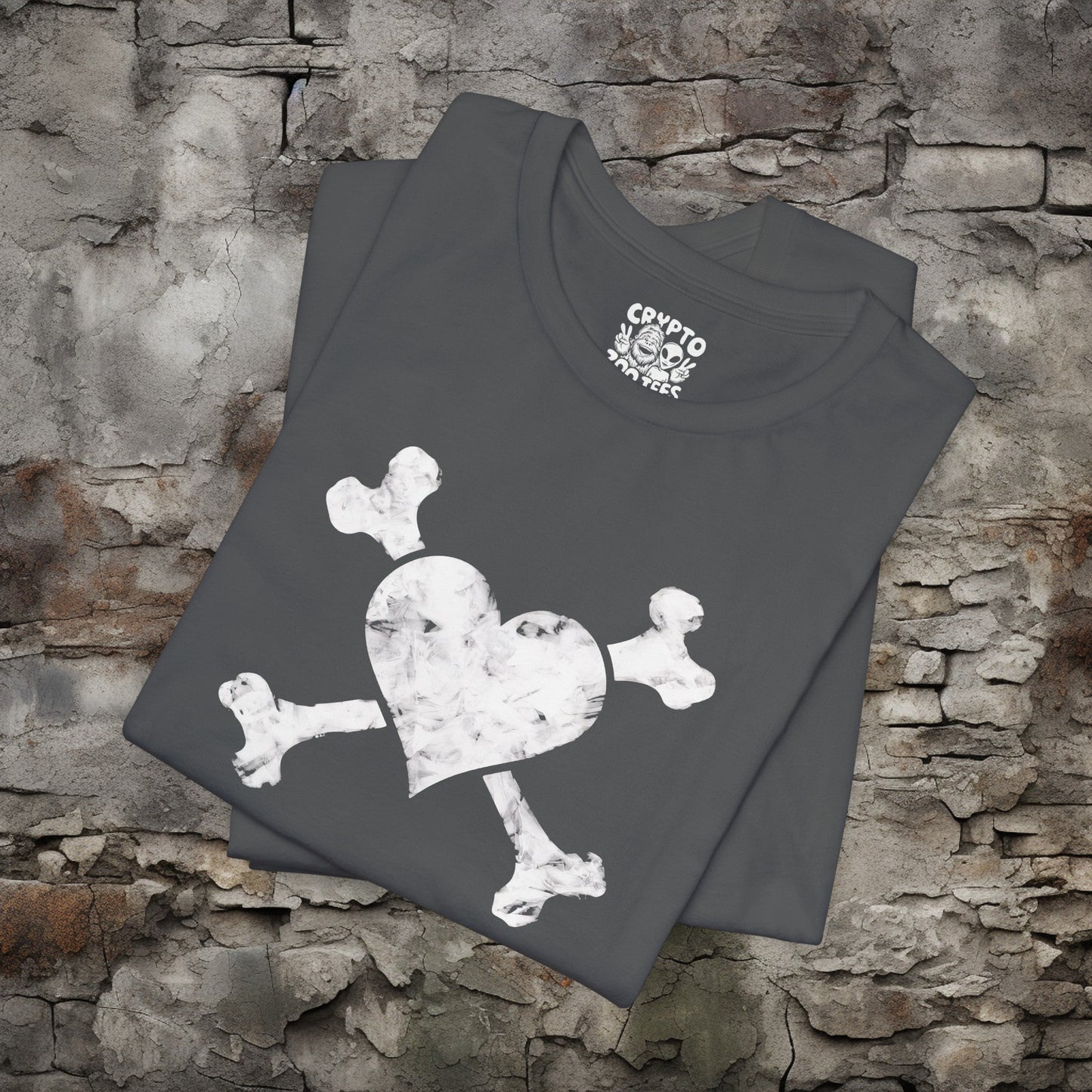 T-Shirt - Heart and Cross Bones Punk Tee | Bella + Canvas Unisex T-shirt from Crypto Zoo Tees