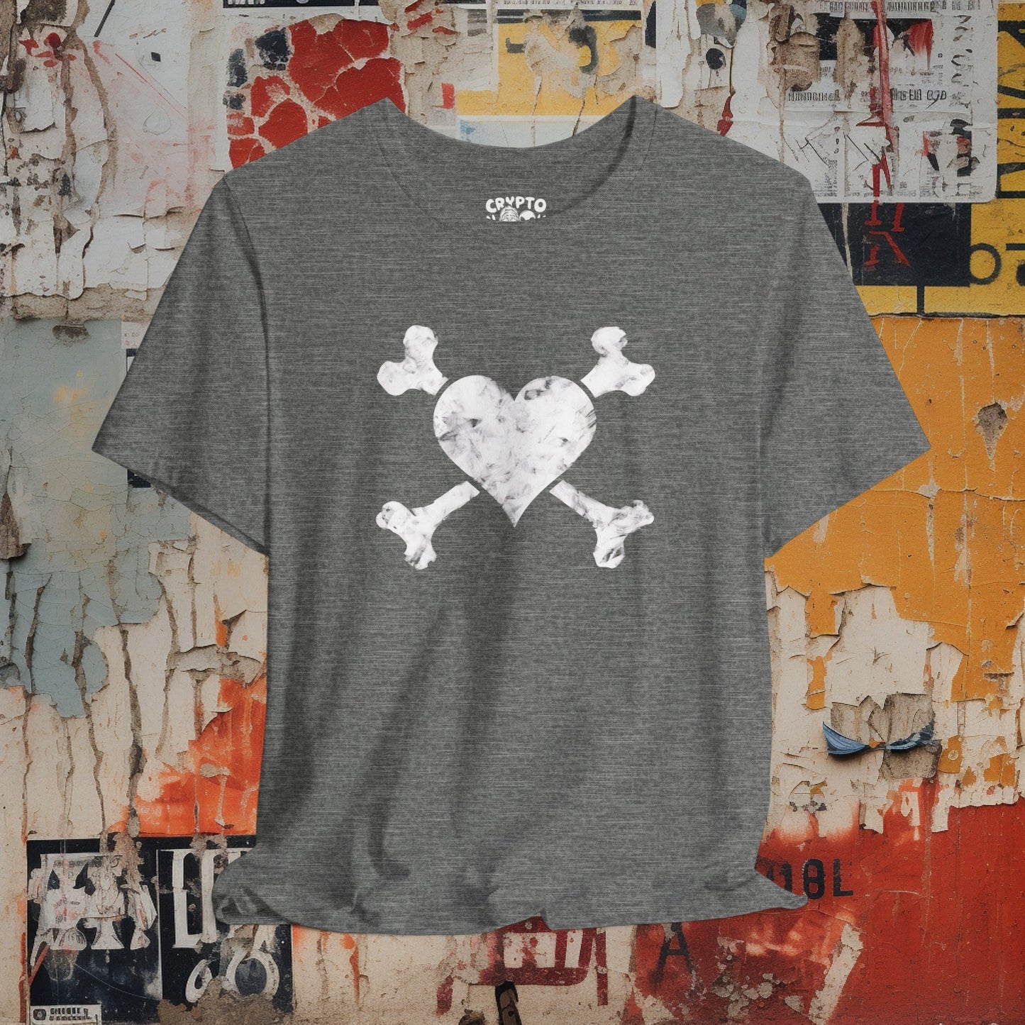 T-Shirt - Heart and Cross Bones Punk Tee | Bella + Canvas Unisex T-shirt from Crypto Zoo Tees