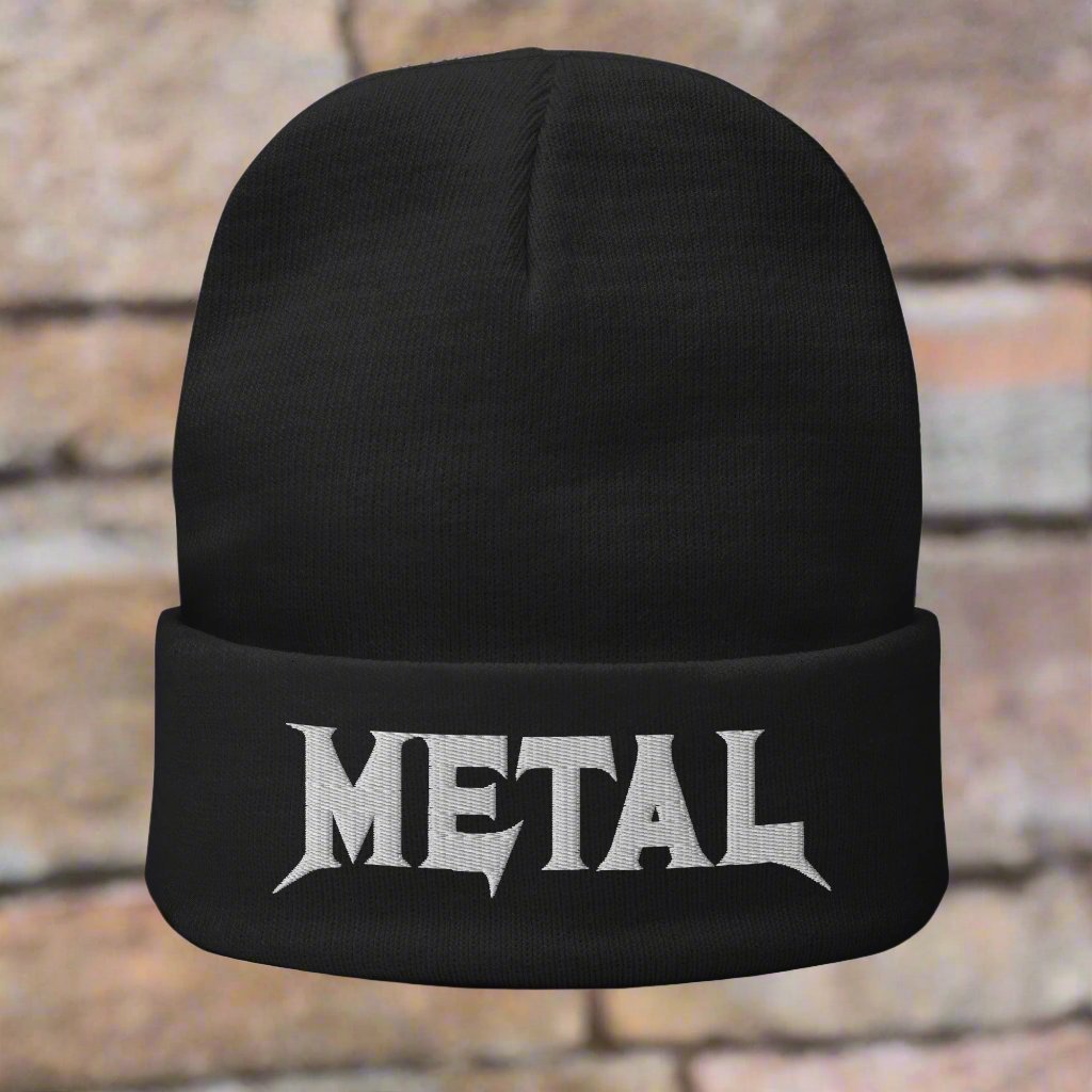  - Heavy Metal Embroidered Beanie | Snug Fit, Cotton Blend, Cozy & Edgy Winter Style from Crypto Zoo Tees