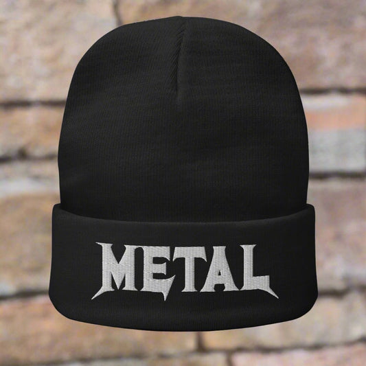  - Heavy Metal Embroidered Beanie | Snug Fit, Cotton Blend, Cozy & Edgy Winter Style from Crypto Zoo Tees