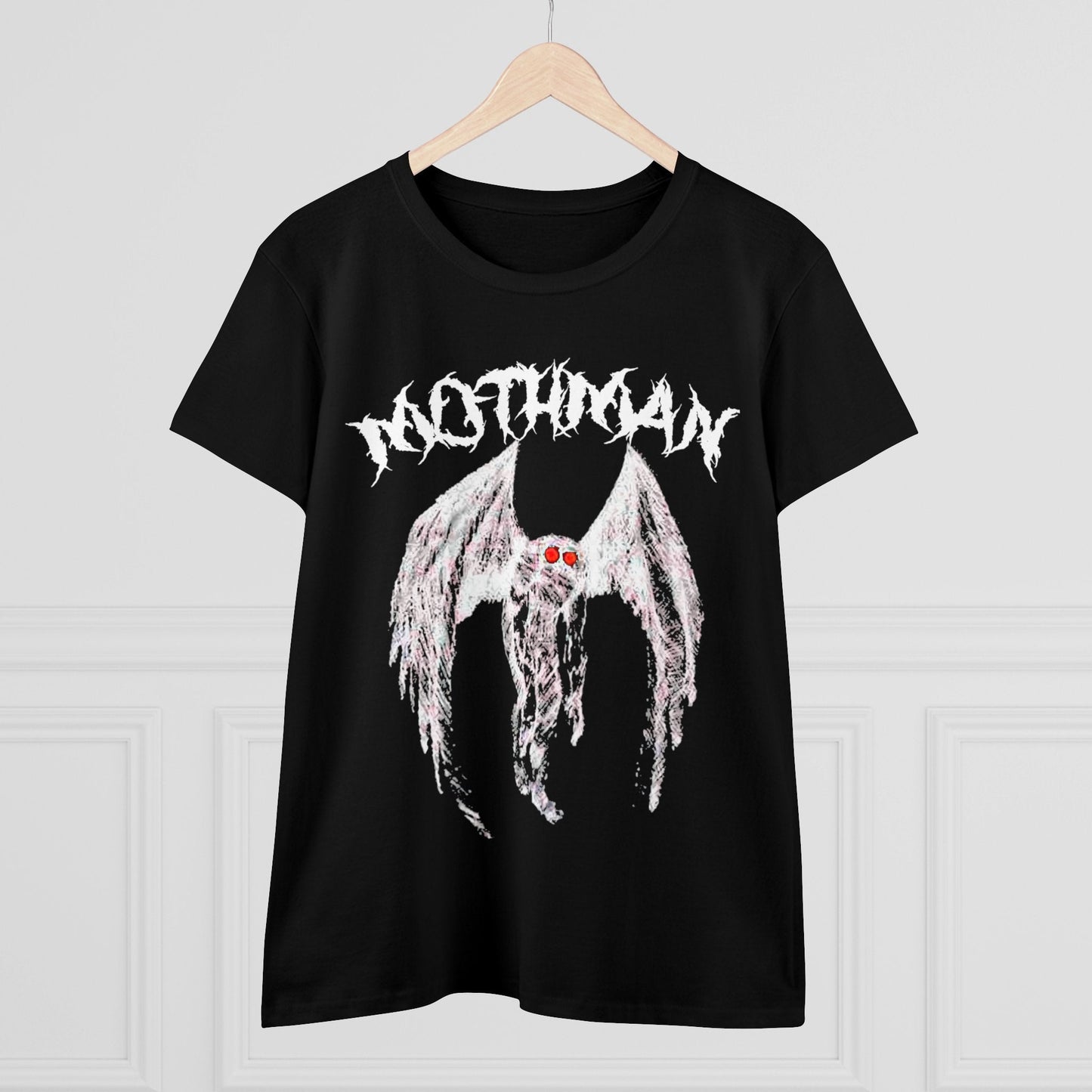 T-Shirt - Heavy Metal Mothman | Women's T-Shirt | Cotton Ladies Tee from Crypto Zoo Tees