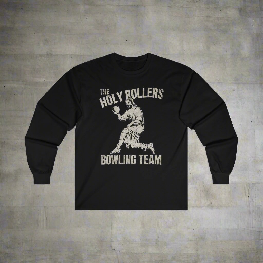 Long - sleeve - Holy Rollers Bowling Team | Team Jesus | Long Sleeve T-shirt from Crypto Zoo Tees