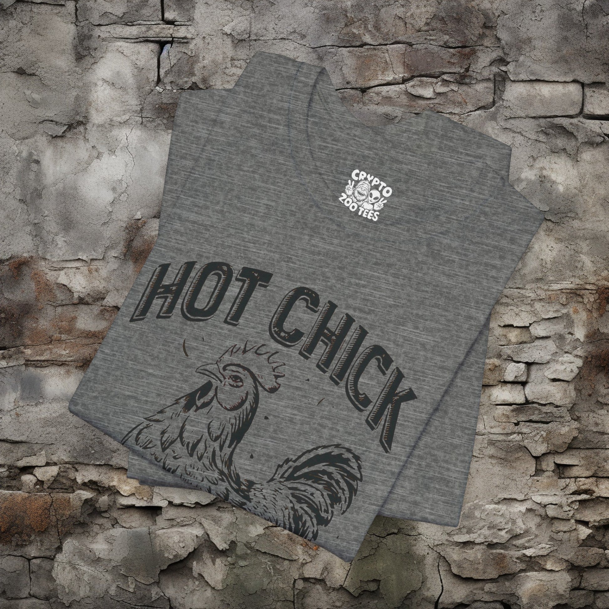 T-Shirt - Hot Chick with Chicken | Bella + Canvas Unisex T-shirt | Funny Animal Shirt from Crypto Zoo Tees