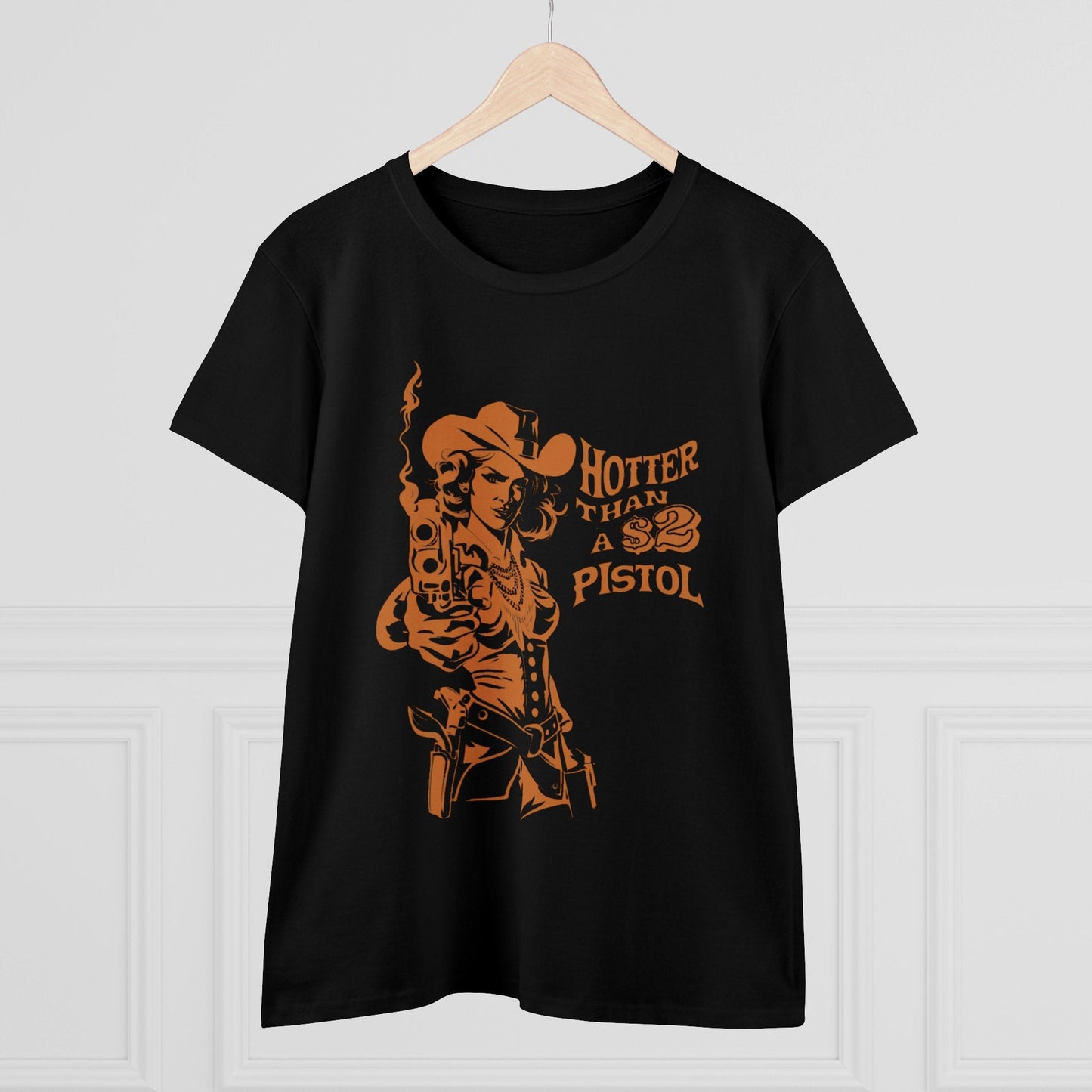 T-Shirt - Hotter Than A 2 Dollar Pistol | Rockabilly Goth Western Cowgirl | Women's T-Shirt | Cotton Tee from Crypto Zoo Tees