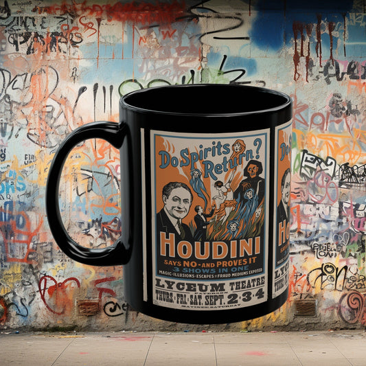 Mug - Houdini - Do Spirits Return - Show | 11oz Coffee Mug | Cup from Crypto Zoo Tees