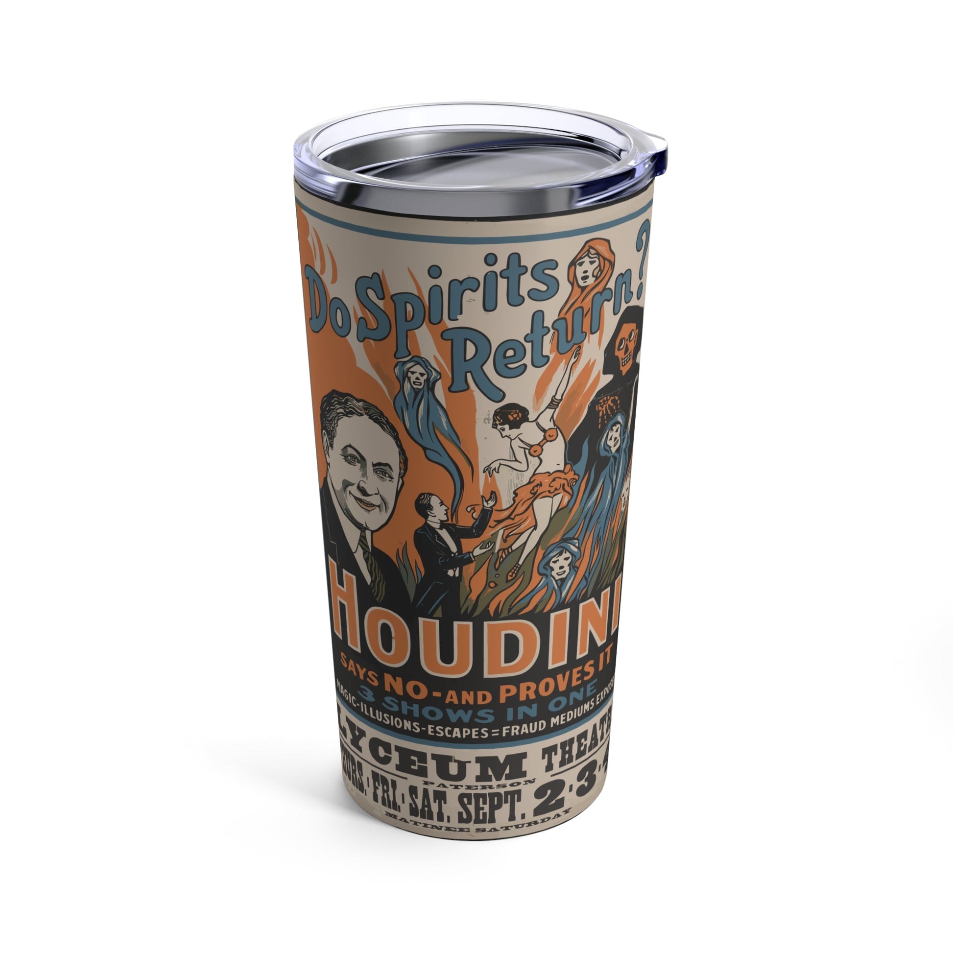 Mug - Houdini - Do Spirits Return - Show | 20oz Tumbler | Double Insulated Cup from Crypto Zoo Tees