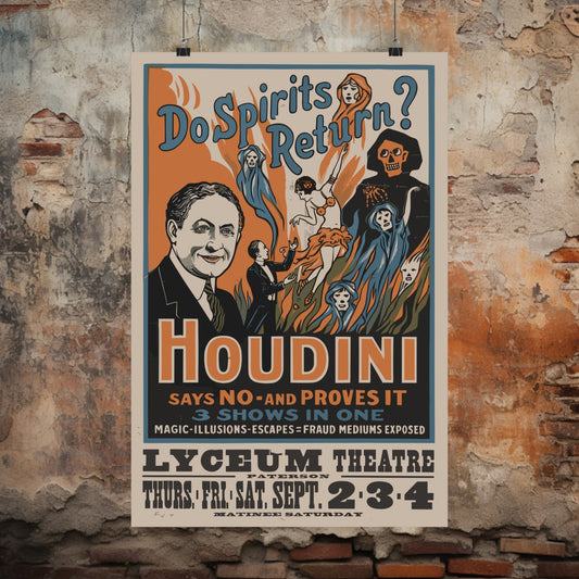Poster - Houdini - Do Spirits Return - Show Poster | Wall Hanging Art from Crypto Zoo Tees