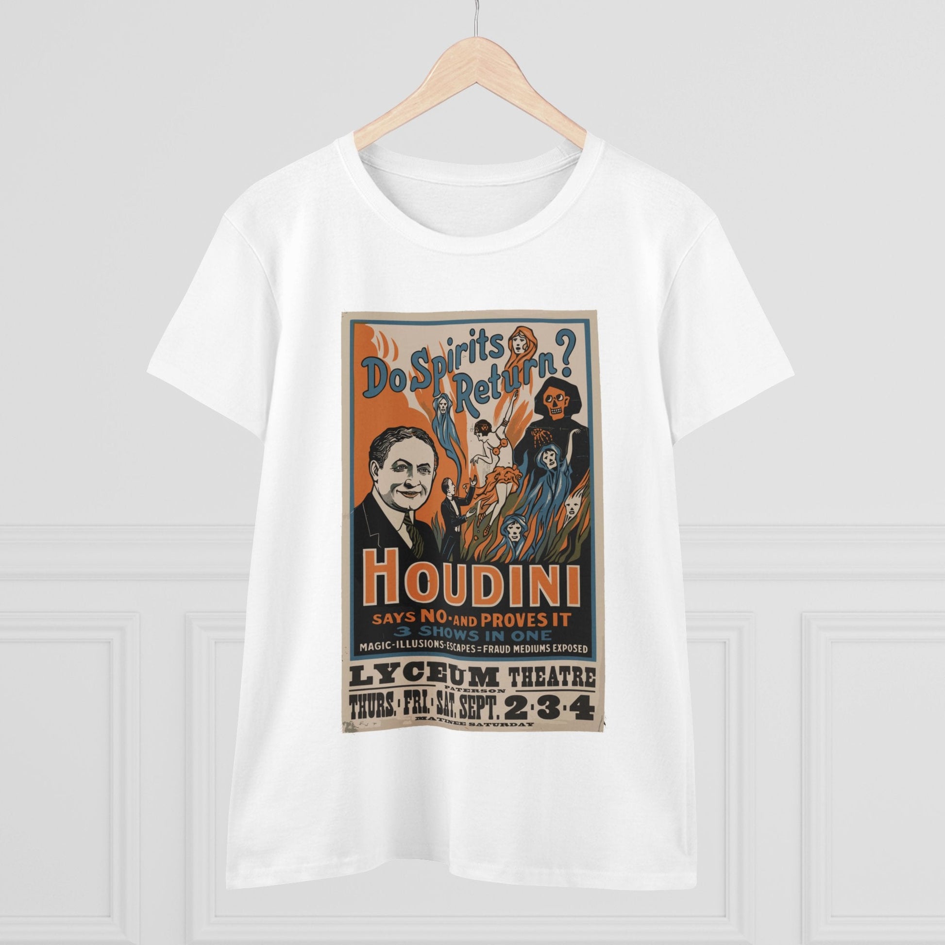 T-Shirt - Houdini - Do Spirits Return - Show Poster | Women's T-Shirt | Cotton Tee from Crypto Zoo Tees