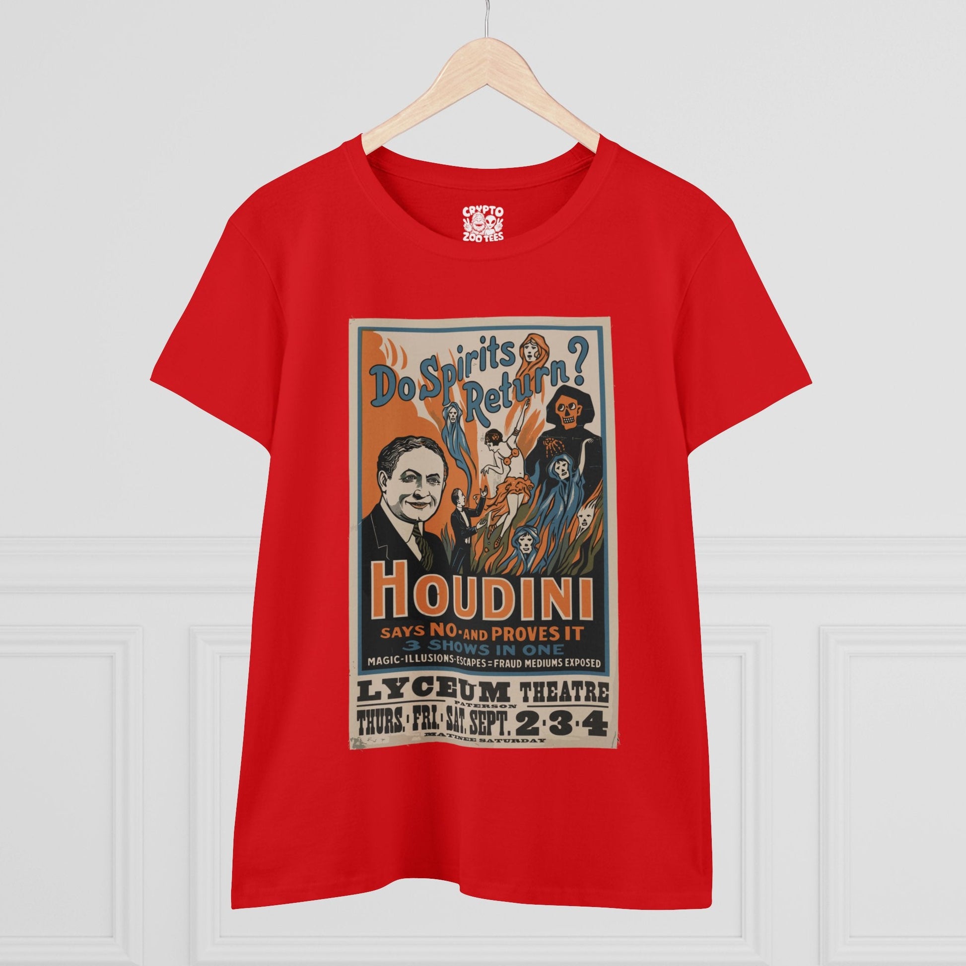 T-Shirt - Houdini - Do Spirits Return - Show Poster | Women's T-Shirt | Cotton Tee from Crypto Zoo Tees