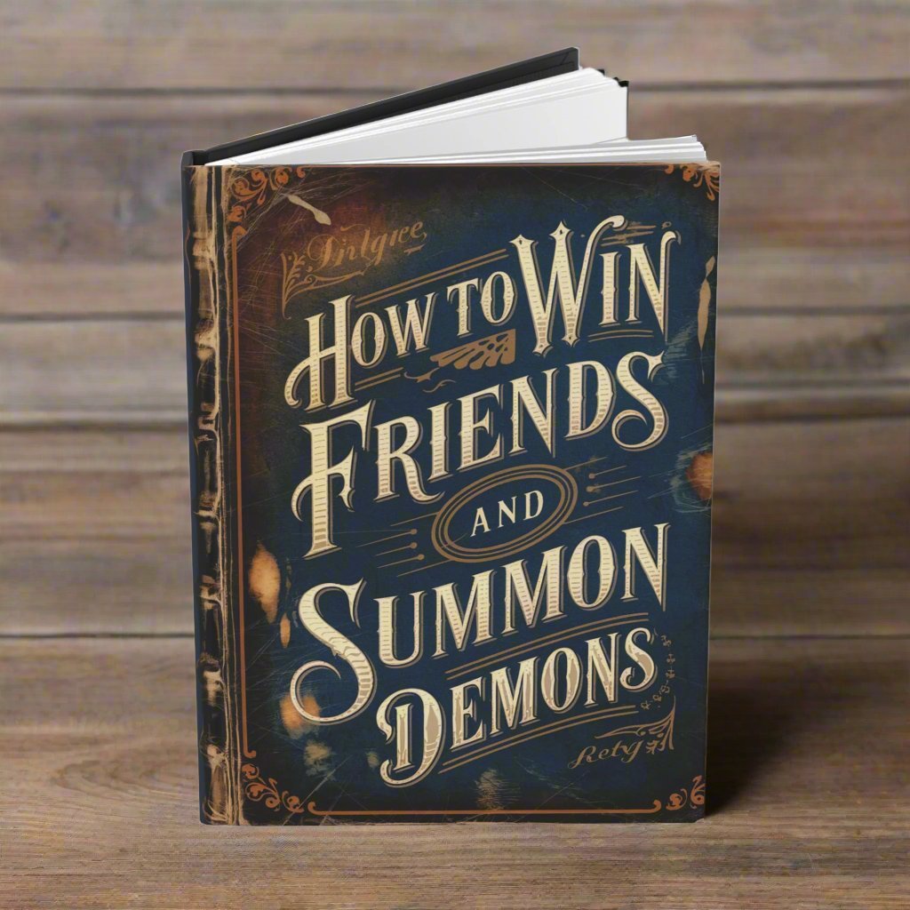 Paper products - How to Win Friends and Summon Demons Notebook - Funny Matte Hardcover Journal from Crypto Zoo Tees